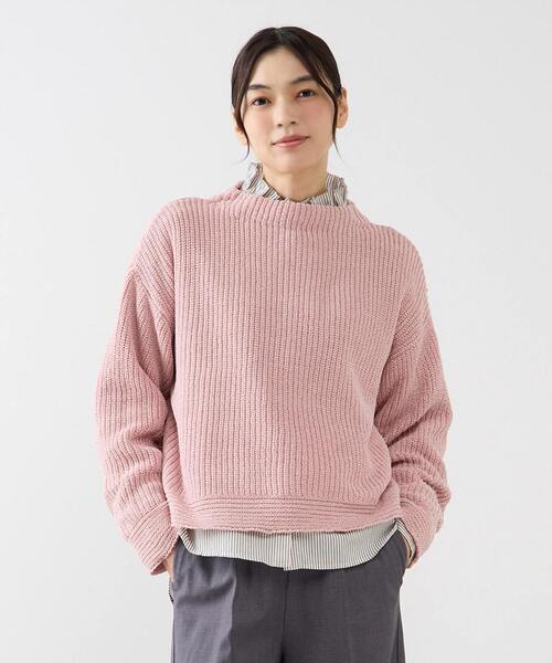 MELROSE claire（メルローズ クレール）の「【モール糸ボトルネックニットプルオーバー】（ニット/セーター・レディース・ピンク/アイボリー/グレー/ブルー・FREE）」の4枚目の写真