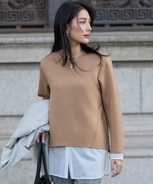 ICB(アイシービー)の「サテンラッセルコンビ カットソー(Tシャツ/カットソー・レディース・ブラック系/アイボリー系・X-SMALL/SMALL/MEDIUM)」の2枚目の写真