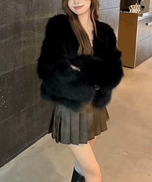 LOULOU select（ルルセレクト）の「ファーショート丈コート（その他アウター・レディース・ブラック/アイボリー・M）」の15枚目の写真