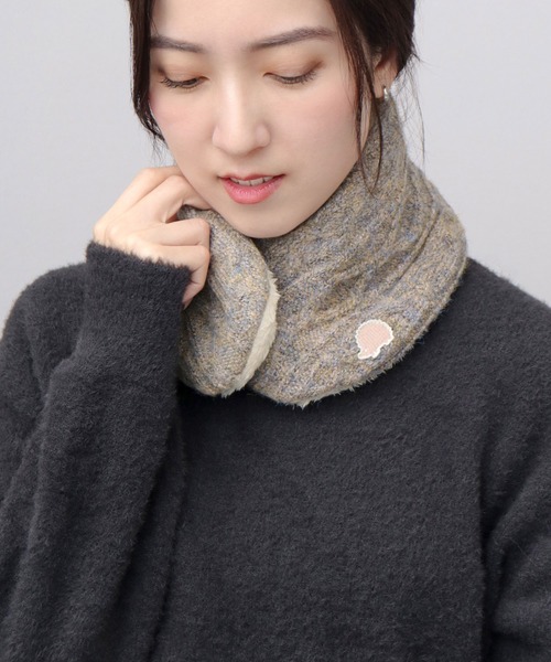 メランジ ケーブル編みニット コンパクト ネックウォーマー（ネック