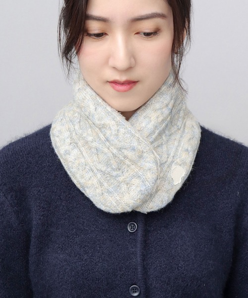 メランジ ケーブル編みニット コンパクト ネックウォーマー（ネック