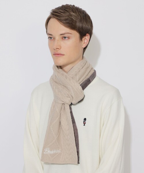 BLACK LABEL CRESTBRIDGE(ブラックレーベル・クレストブリッジ)の「【WEB限定】チェックニットマフラー(マフラー・メンズ・ブラック/ベージュ系その他・FREE)」の2枚目の写真