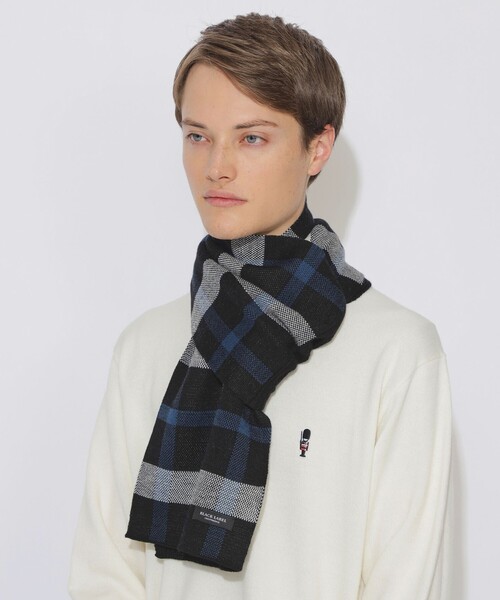 BLACK LABEL CRESTBRIDGE(ブラックレーベル・クレストブリッジ)の「【WEB限定】チェックニットマフラー(マフラー・メンズ・ブラック/ベージュ系その他・FREE)」の3枚目の写真