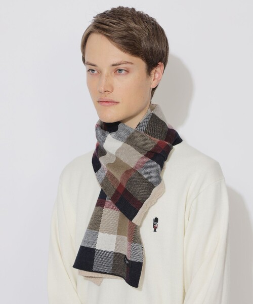 BLACK LABEL CRESTBRIDGE(ブラックレーベル・クレストブリッジ)の「【WEB限定】チェックニットマフラー(マフラー・メンズ・ブラック/ベージュ系その他・FREE)」の6枚目の写真