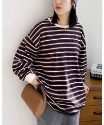 reca | 配色ボーダー長袖Tシャツ(Tシャツ/カットソー)
