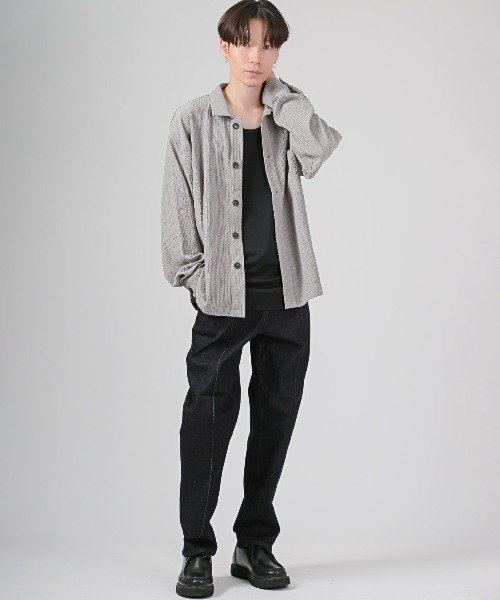 LUXSTYLE(ラグスタイル)の「楊柳レギュラーカラー長袖シャツ(シャツ/ブラウス・メンズ・アッシュブラウン/グレイッシュベージュ/ブラック/ブルーグレー・M/L)」の8枚目の写真