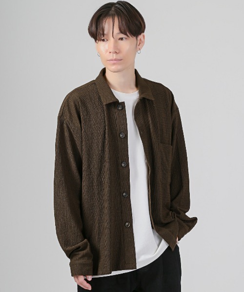LUXSTYLE(ラグスタイル)の「楊柳レギュラーカラー長袖シャツ(シャツ/ブラウス・メンズ・アッシュブラウン/グレイッシュベージュ/ブラック/ブルーグレー・M/L)」の9枚目の写真