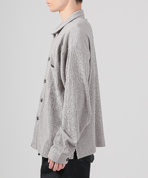 LUXSTYLE(ラグスタイル)の「楊柳レギュラーカラー長袖シャツ(シャツ/ブラウス・メンズ・アッシュブラウン/グレイッシュベージュ/ブラック/ブルーグレー・M/L)」の13枚目の写真