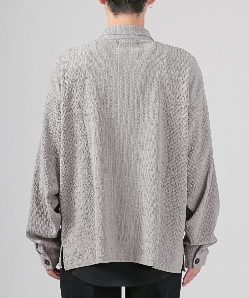 LUXSTYLE(ラグスタイル)の「楊柳レギュラーカラー長袖シャツ(シャツ/ブラウス・メンズ・アッシュブラウン/グレイッシュベージュ/ブラック/ブルーグレー・M/L)」の14枚目の写真