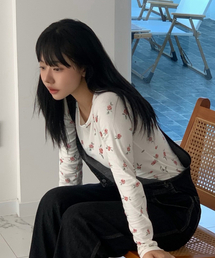 ESCAPEFROM（エスケープフロム）の「Crayon Rose Full Print Slim Fit Boat Neck Long Sleeve Ivory（Tシャツ/カットソー）」