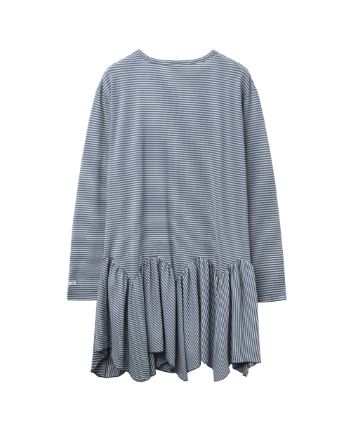 RENSE(レンセ)の「Unbalance Flare Long T-shirt Blue Stripe(Tシャツ/カットソー・レディース・その他・OS)」の4枚目の写真