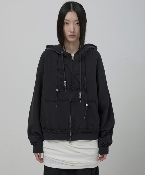 FLAREUP(フレアアップ)の「Layered Zip Hoodie (FL-150_Black)(パーカー・レディース・ブラック・1/2)」の20枚目の写真
