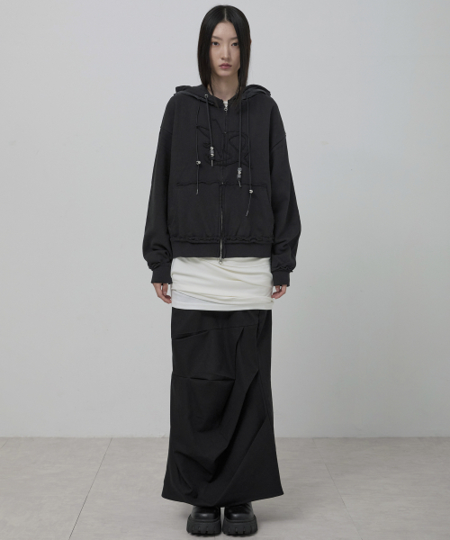 FLAREUP(フレアアップ)の「Layered Zip Hoodie (FL-150_Black)(パーカー・レディース・ブラック・1/2)」の22枚目の写真
