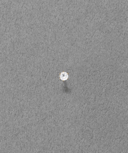 Phoebe（フィービィー）の「【金属アレルギー対応】一粒ピアス/サージカルステンレス/ユニセックス（片耳）（ピアス（片耳用）・レディース・クリア/イエローゴールド・FREE）」の2枚目の写真