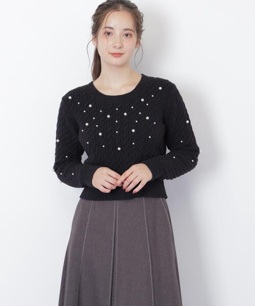 JILL by JILL STUART(ジルバイジルスチュアート)の「◇ランダムパールミニケーブルニット(ニット/セーター・レディース・ブラック/ホワイト/レッド・FREE)」の13枚目の写真