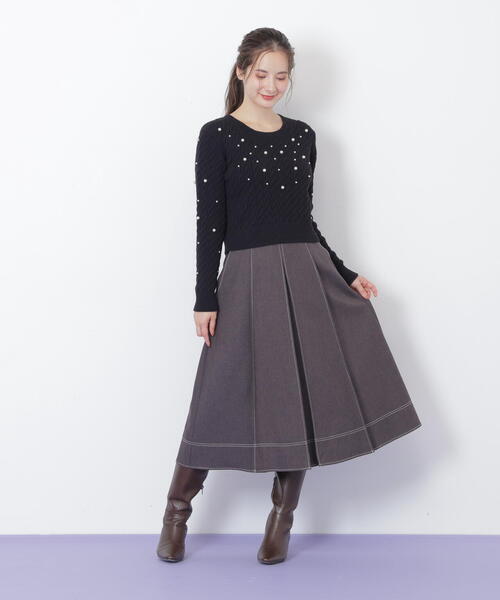 JILL by JILL STUART(ジルバイジルスチュアート)の「◇ランダムパールミニケーブルニット(ニット/セーター・レディース・ブラック/ホワイト/レッド・FREE)」の18枚目の写真