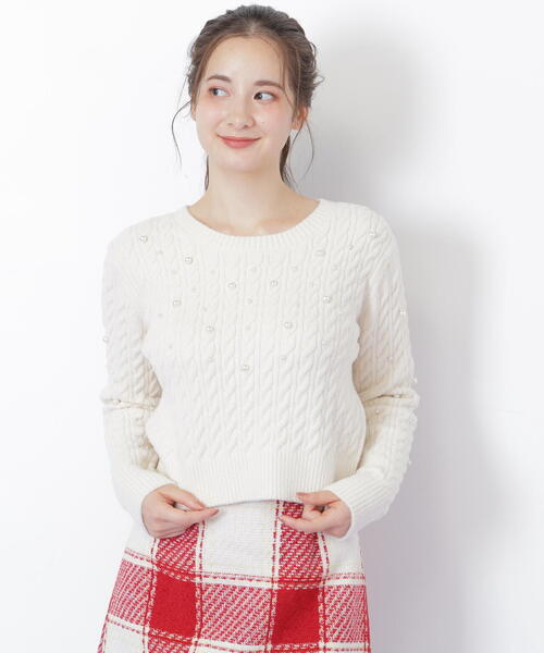 JILL by JILL STUART(ジルバイジルスチュアート)の「◇ランダムパールミニケーブルニット(ニット/セーター・レディース・ブラック/ホワイト/レッド・FREE)」の22枚目の写真