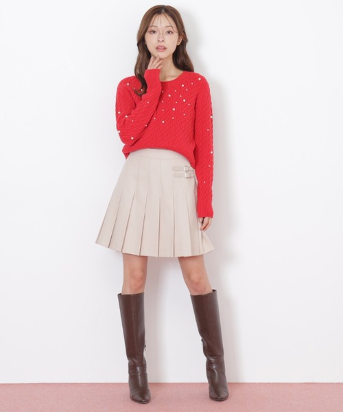 JILL by JILL STUART(ジルバイジルスチュアート)の「◇ランダムパールミニケーブルニット(ニット/セーター・レディース・ブラック/ホワイト/レッド・FREE)」の9枚目の写真