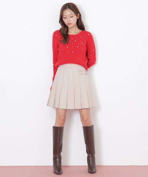 JILL by JILL STUART(ジルバイジルスチュアート)の「◇ランダムパールミニケーブルニット(ニット/セーター・レディース・ブラック/ホワイト/レッド・FREE)」の8枚目の写真