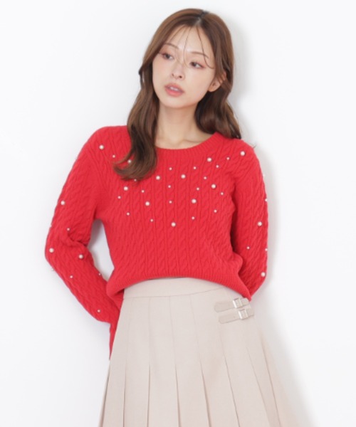 JILL by JILL STUART(ジルバイジルスチュアート)の「◇ランダムパールミニケーブルニット(ニット/セーター・レディース・ブラック/ホワイト/レッド・FREE)」の6枚目の写真