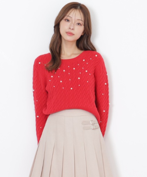 JILL by JILL STUART(ジルバイジルスチュアート)の「◇ランダムパールミニケーブルニット(ニット/セーター・レディース・ブラック/ホワイト/レッド・FREE)」の5枚目の写真