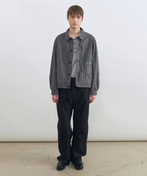 アクションプリーツコットンパンツ ブラック