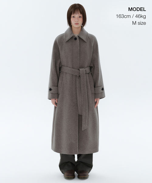 MUSINSA STANDARD WOMAN（ムシンサスタンダードウーマン）の「ウィメンズカシミヤブレンドバルマカンローブコート[トープ]（チェスターコート・レディース・その他・SMALL/MEDIUM/LARGE/X-SMALL）」の2枚目の写真