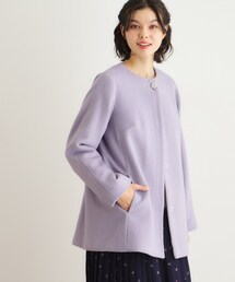 LAURA ASHLEY（ローラアシュレイ）の「【ウール混／ビジューボタン】ミドル丈コート（ノーカラーコート）」
