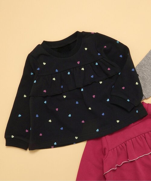 apres les cours（アプレレクール）の「【WEB限定】フレアフリルトレーナー_ジュニア対応（スウェット・キッズ・イエロー/ライトグレー/ローズ/アイボリー/ブラック・80/90/100/120/130/140/110）」の3枚目の写真