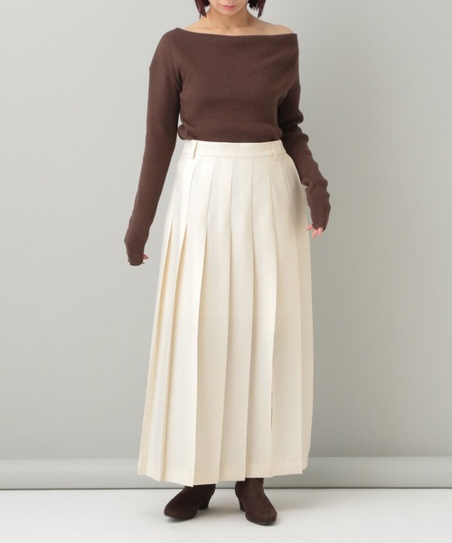 A part by（アパートバイ）の「シルクウールライクプリーツスカート（スカート・レディース・アイボリー/ブラック・SMALL/MEDIUM）」の3枚目の写真