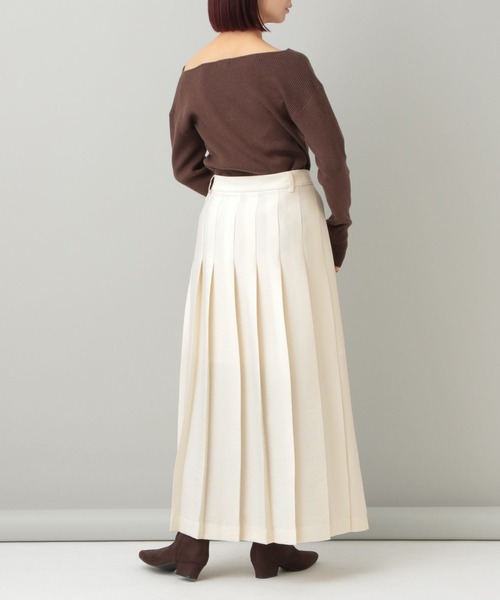 A part by（アパートバイ）の「シルクウールライクプリーツスカート（スカート・レディース・アイボリー/ブラック・SMALL/MEDIUM）」の4枚目の写真