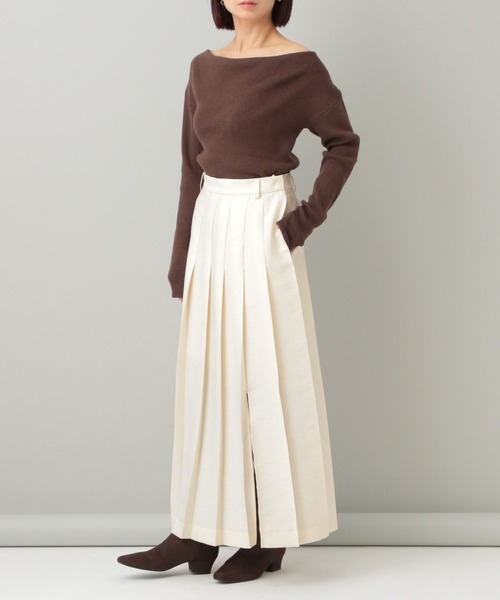 A part by（アパートバイ）の「シルクウールライクプリーツスカート（スカート・レディース・アイボリー/ブラック・SMALL/MEDIUM）」の5枚目の写真