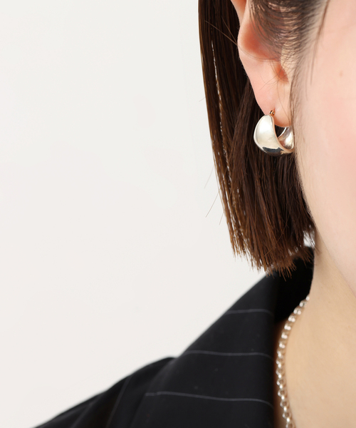 SAMH by LILAS】ワイド月甲丸ピアス SV（両耳）（ピアス（両耳用