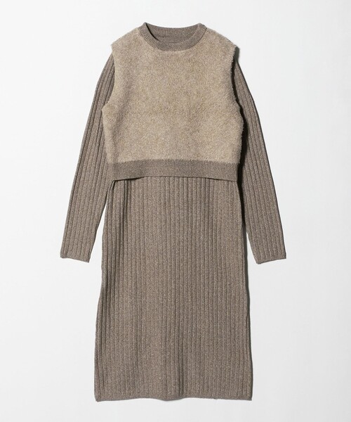 A DAY IN THE LIFE UNITED ARROWS（アデイインザライフユナイテッドアローズ）の「メランジ フェザーベスト＋リブワンピース  ‐ウォッシャブル‐＜A DAY IN THE LIFE＞（ワンピース・レディース・ライトグレー/ダークグレー/ベージュ・FREE）」の2枚目の写真
