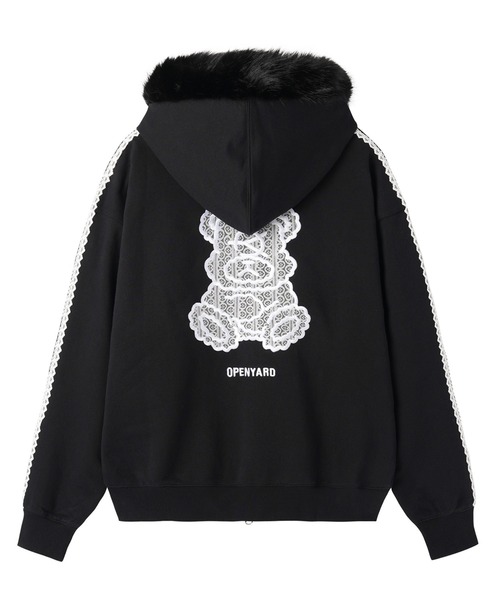 OY(オーワイ)の「『OY/オーワイ』LACE DOLLY FAUX FUR HOODIE ZIP UP/レースドリー ファーフードパーカー(パーカー・レディース・ブラック/グレー・M/L)」の9枚目の写真