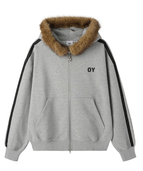 OY(オーワイ)の「『OY/オーワイ』LACE DOLLY FAUX FUR HOODIE ZIP UP/レースドリー ファーフードパーカー(パーカー・レディース・ブラック/グレー・M/L)」の10枚目の写真