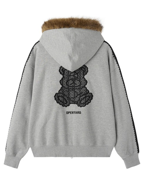 OY(オーワイ)の「『OY/オーワイ』LACE DOLLY FAUX FUR HOODIE ZIP UP/レースドリー ファーフードパーカー(パーカー・レディース・ブラック/グレー・M/L)」の11枚目の写真