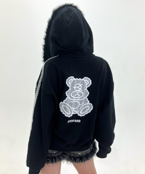 OY(オーワイ)の「『OY/オーワイ』LACE DOLLY FAUX FUR HOODIE ZIP UP/レースドリー ファーフードパーカー(パーカー・レディース・ブラック/グレー・M/L)」の20枚目の写真