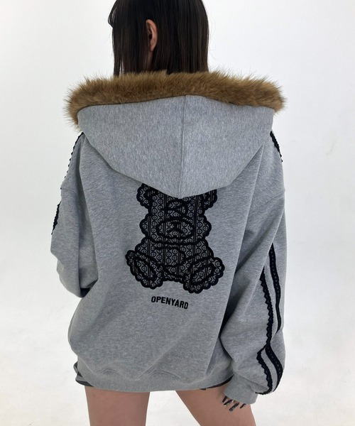 OY(オーワイ)の「『OY/オーワイ』LACE DOLLY FAUX FUR HOODIE ZIP UP/レースドリー ファーフードパーカー(パーカー・レディース・ブラック/グレー・M/L)」の15枚目の写真