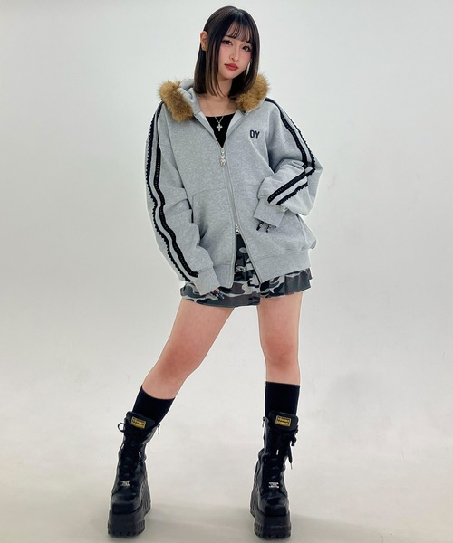 OY/オーワイ』LACE DOLLY FAUX FUR HOODIE ZIP UP/レースドリー ファー