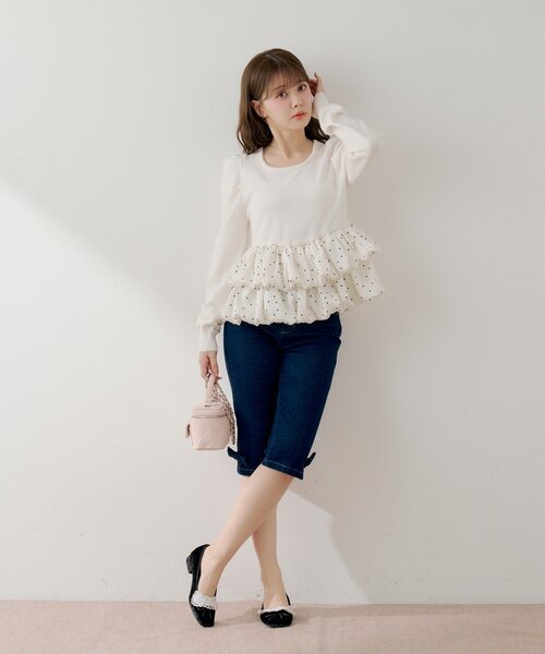 Chico（チコ）の「【SALON by Chico】フリルデザインリボンバレエシューズ（パンプス・レディース・ブラウン系その他2/ブラック/ブラック系その他2・LARGE/SMALL/MEDIUM）」の18枚目の写真