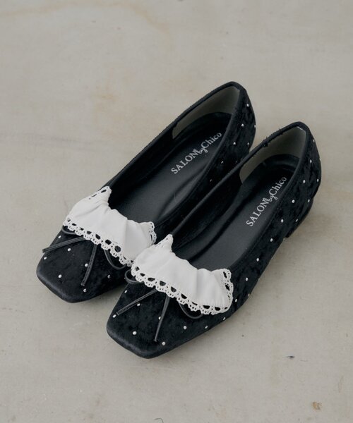 Chico（チコ）の「【SALON by Chico】フリルデザインリボンバレエシューズ（パンプス・レディース・ブラウン系その他2/ブラック/ブラック系その他2・LARGE/SMALL/MEDIUM）」の6枚目の写真