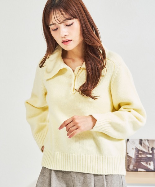 MISCH MASCH(ミッシュマッシュ)の「ZOZO限定 ふわもこポロニット(ニット/セーター・レディース・ブルー/ホワイト/イエロー・フリ-)」の14枚目の写真