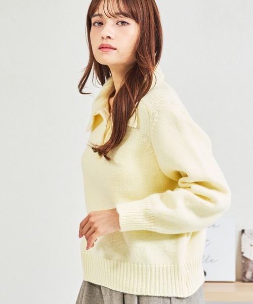 MISCH MASCH(ミッシュマッシュ)の「ZOZO限定 ふわもこポロニット(ニット/セーター・レディース・ブルー/ホワイト/イエロー・フリ-)」の13枚目の写真