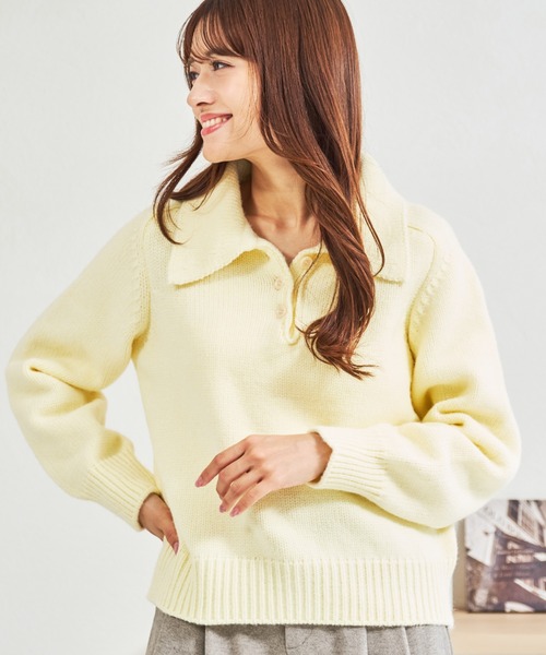MISCH MASCH(ミッシュマッシュ)の「ZOZO限定 ふわもこポロニット(ニット/セーター・レディース・ブルー/ホワイト/イエロー・フリ-)」の12枚目の写真