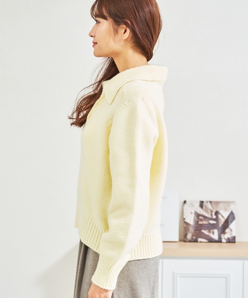 MISCH MASCH(ミッシュマッシュ)の「ZOZO限定 ふわもこポロニット(ニット/セーター・レディース・ブルー/ホワイト/イエロー・フリ-)」の11枚目の写真