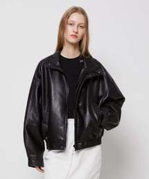 LADY VOLUME（レディーボリューム）の「9042 VEGAN LEATHER OVERSIZED JACKET_BLACK（ライダースジャケット）」