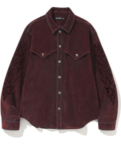 NOT4NERD(ノットフォーナード)の「N4ND Offshoot Velvet Like Denim Shirt - Red(シャツ/ブラウス・レディース・その他・MEDIUM/LARGE/X-LARGE)」の2枚目の写真