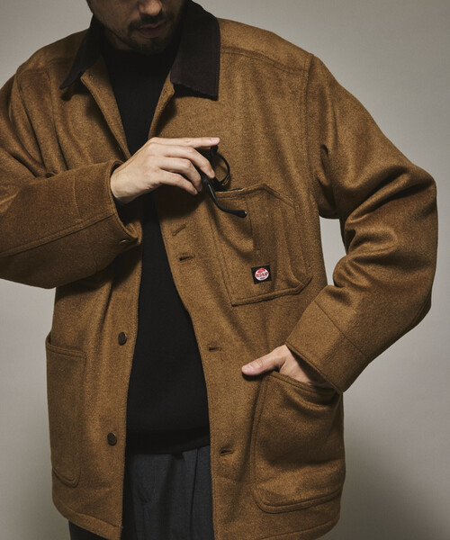 FREAK'S STORE（フリークスストア）の「RED KAP/レッドキャップ 別注 WOOL CHORE COAT/ウールチョアコート（ステンカラーコート・メンズ・ブラック/キャメル/ベージュ/ネイビー・MEDIUM/LARGE）」の4枚目の写真