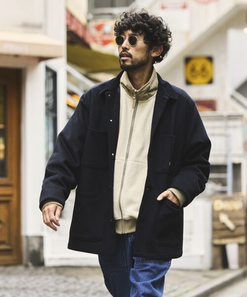 FREAK'S STORE（フリークスストア）の「RED KAP/レッドキャップ 別注 WOOL CHORE COAT/ウールチョアコート（ステンカラーコート・メンズ・ブラック/キャメル/ベージュ/ネイビー・MEDIUM/LARGE）」の5枚目の写真
